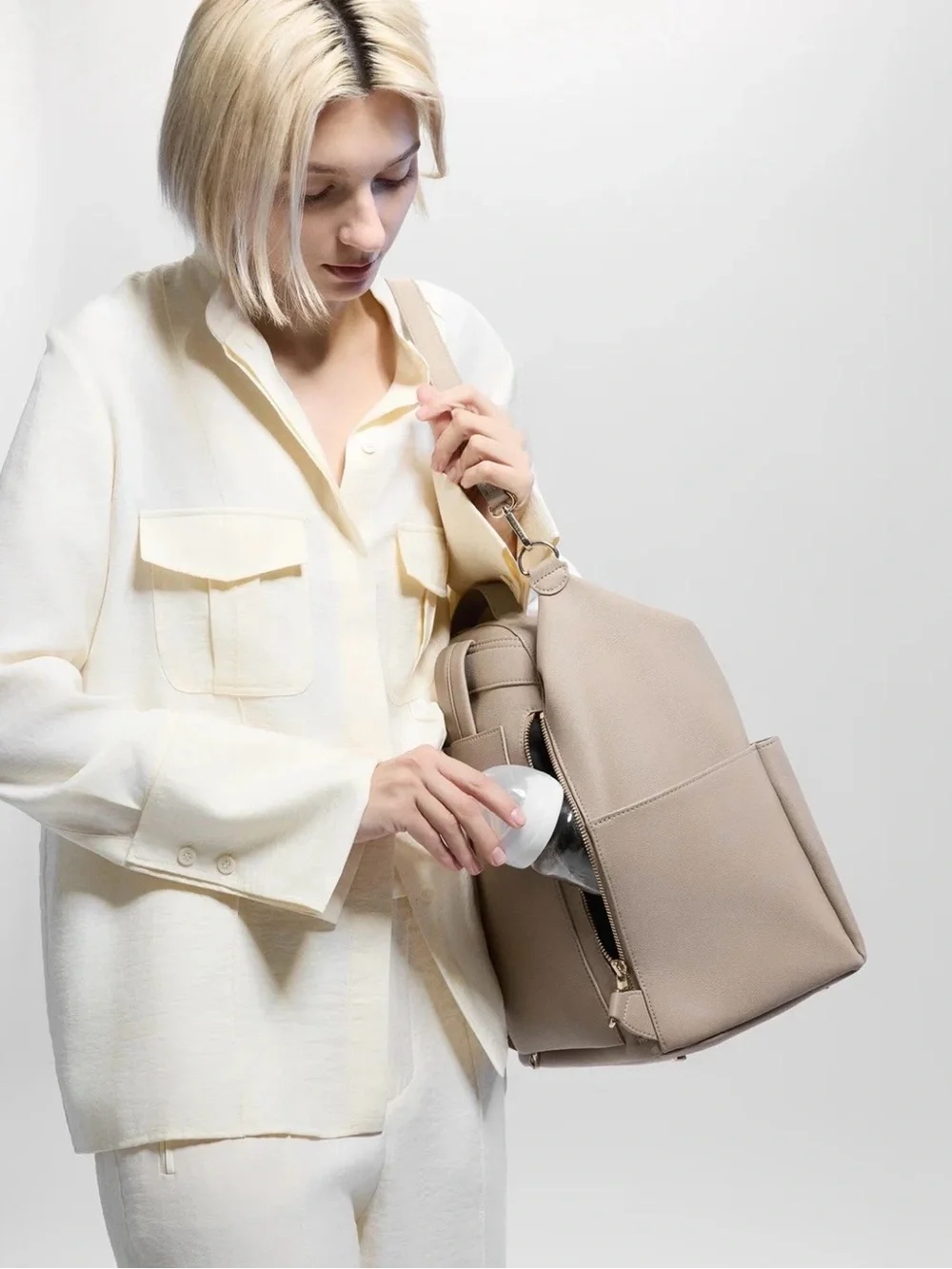 MINA BAIE Stevie Backpack (Sand) Full Size Vegan Leather
